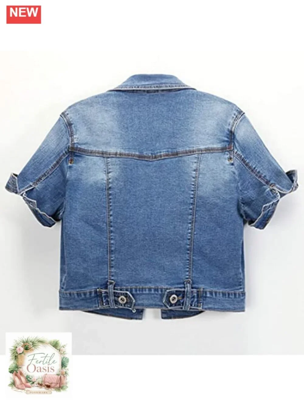 Womens Crop Denim Trucker Jacket Short Sleeve Summer Jean Coat